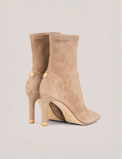 Women's PIPEER-Suede Heeled Sock Boot Tan