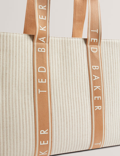 Women's HAYLLEE-Striped Canvas Large Icon Bag Camel