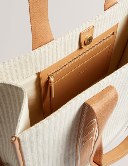 Women's HAYLLEE-Striped Canvas Large Icon Bag Camel
