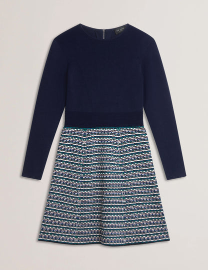Women's GEORGEZ-Interest Skirt Knitted Mini Dress Navy