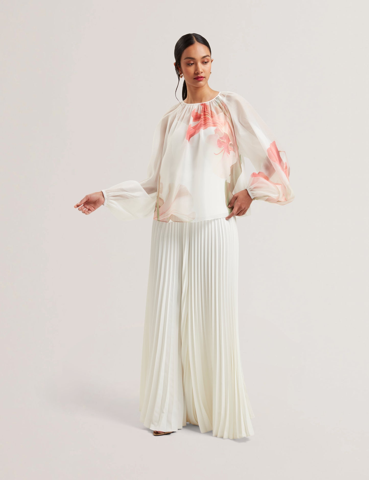 Women's ERIANA-Organza Puff Sleeve Blouse