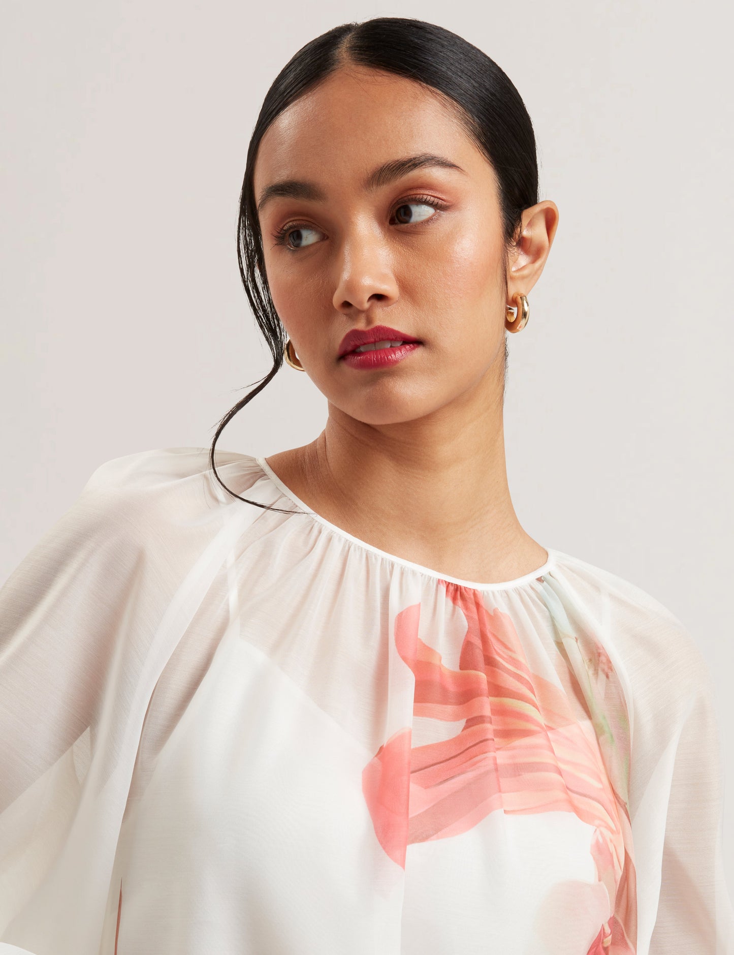 Women's ERIANA-Organza Puff Sleeve Blouse