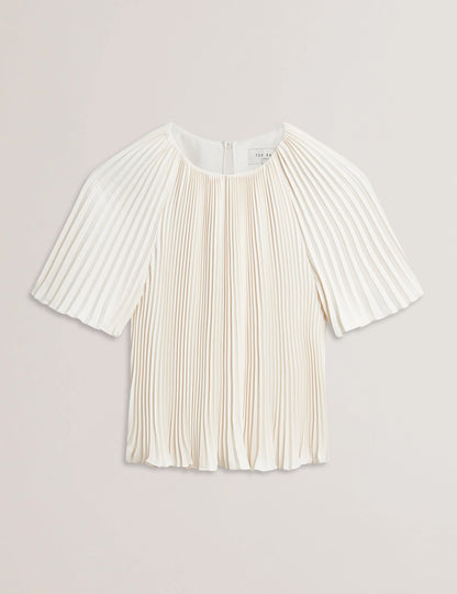 Women's AGARA-Pleated Short Sleeve Blouse