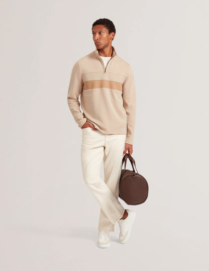 VIKTORO: T Stitch Contrast Panel Half-Zip