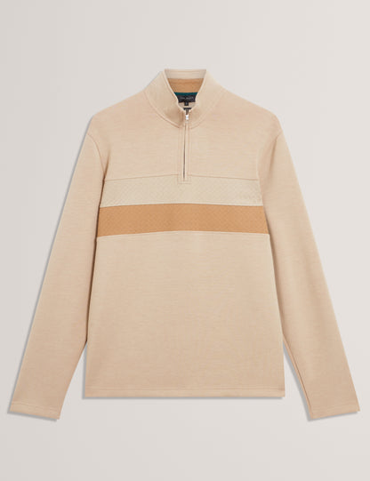 VIKTORO: T Stitch Contrast Panel Half-Zip