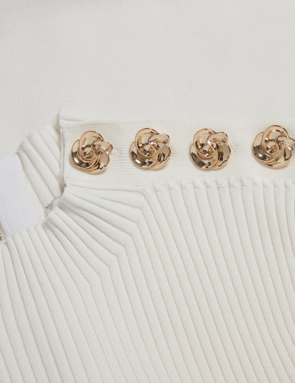 LILANO: Ribbed Knit Button Detail Skater Dress