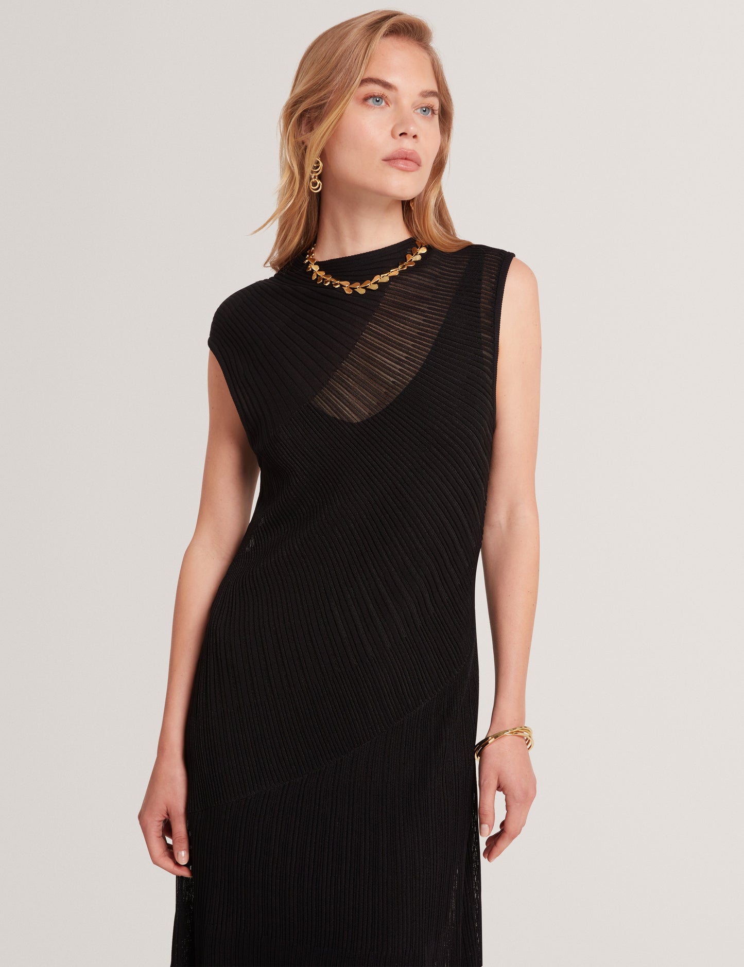 Womens CELYINA-Engineered Sheer Detail Knit