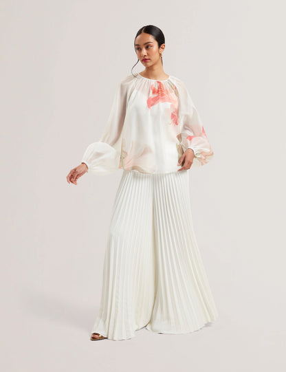 Women's HARYX-Pleated Wide Leg Crepe Trouser