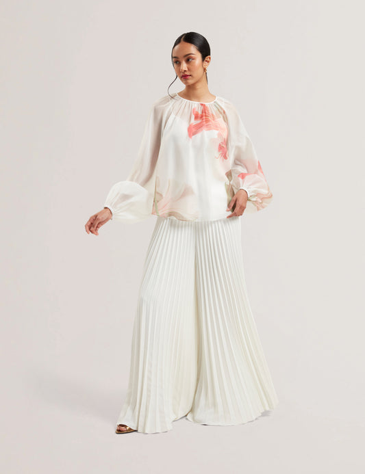 Women's HARYX-Pleated Wide Leg Crepe Trouser