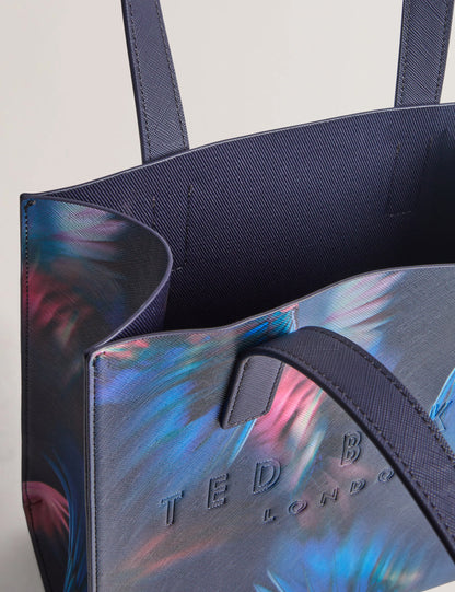 Women's FEACONS-Feather Print Small Icon Bag Navy