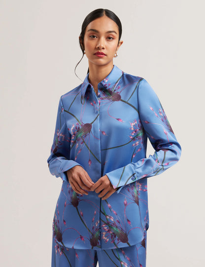 Women's MARIGA-Printed Longline Satin Shirt