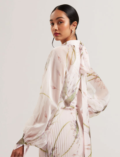 Women's LANAAS-Maxi Shirt Dress with Scarf Detail Lt-Pink