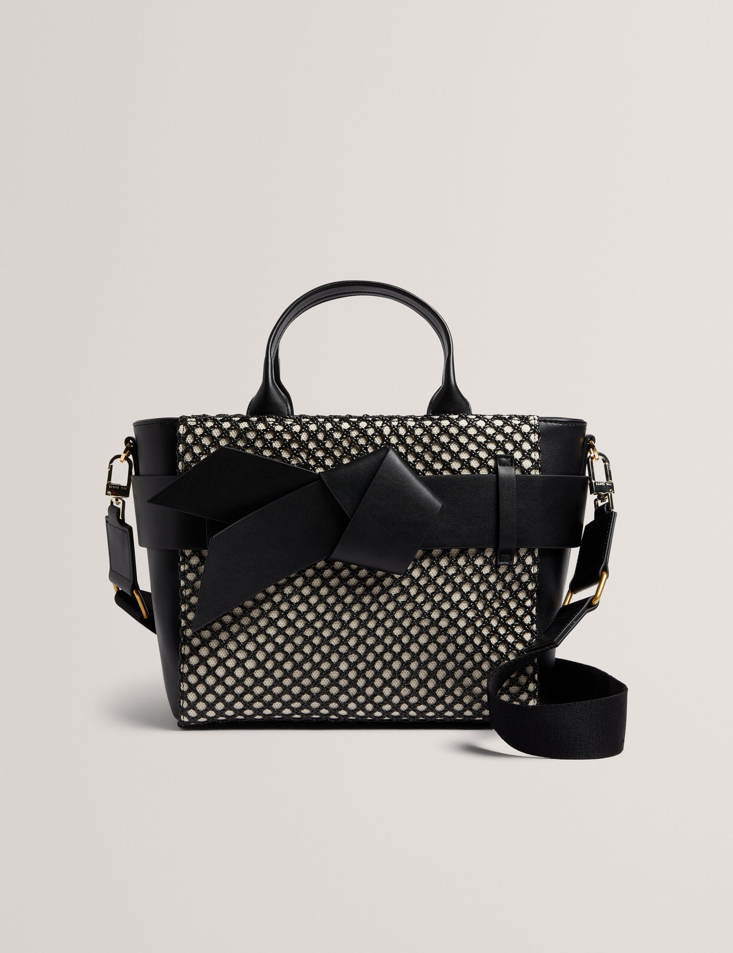 Womens JEESA-Soft PU Bow Canvas Mini Tote Bag