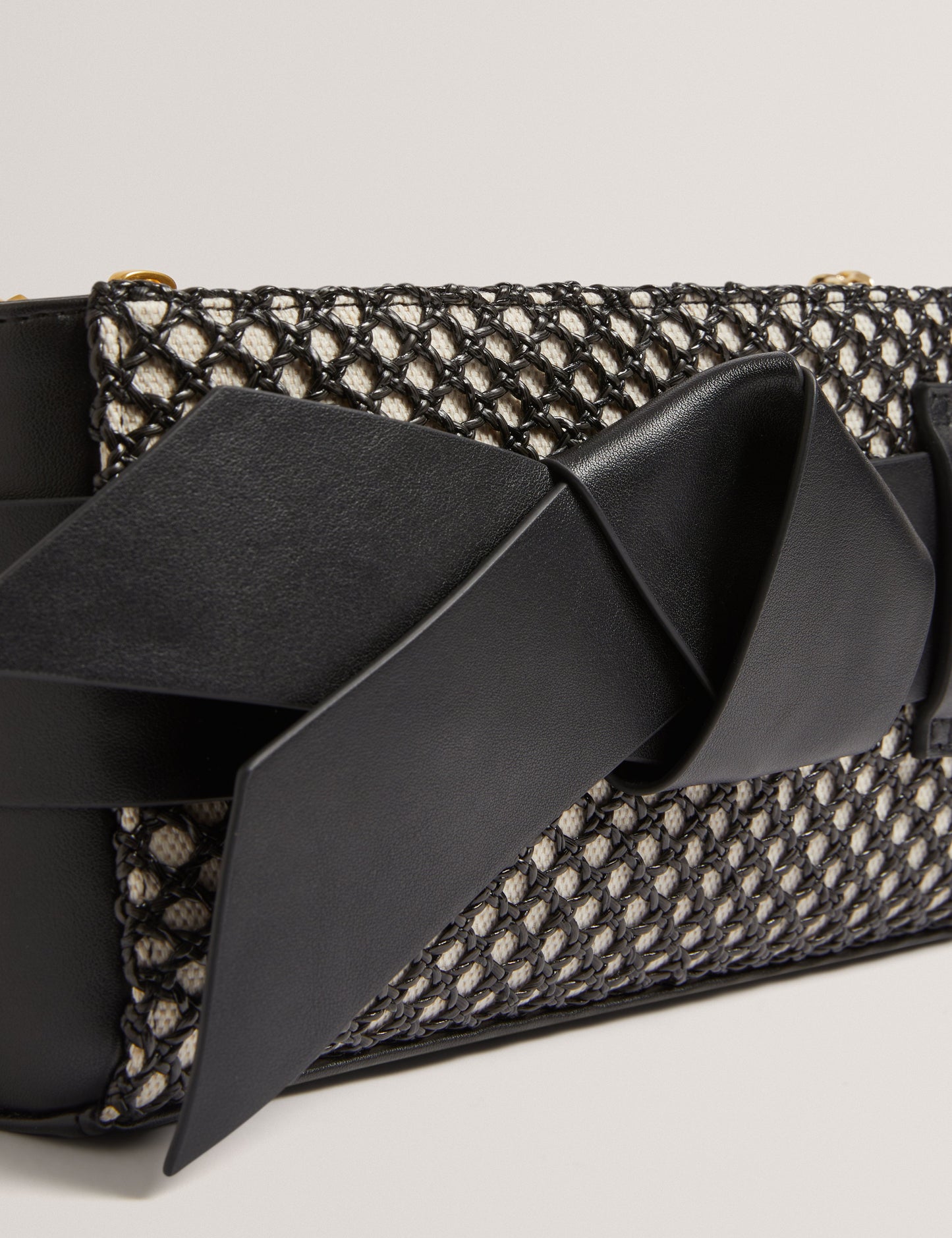 Womens JEESIE-Soft PU Bow Canvas Clutch Bag