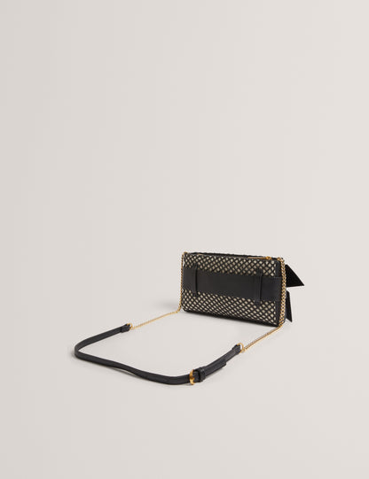 Womens JEESIE-Soft PU Bow Canvas Clutch Bag