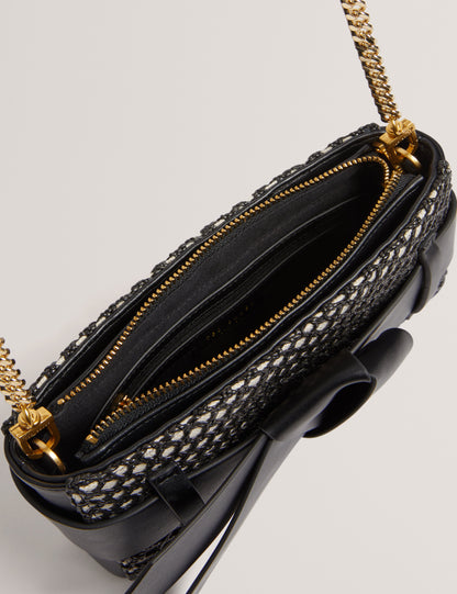 Womens JEESIE-Soft PU Bow Canvas Clutch Bag
