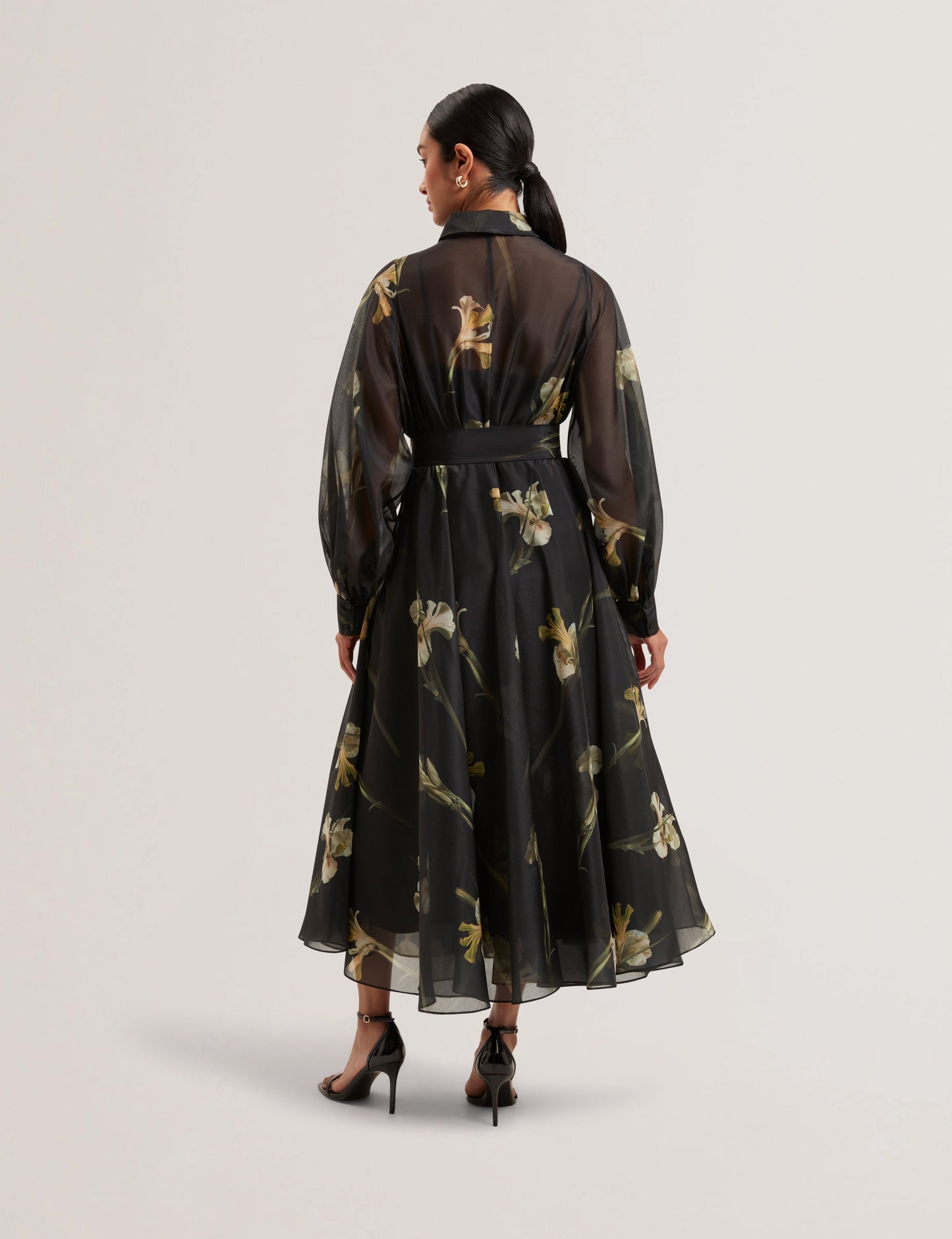 Women's LIORRA-Printed Organza Belted Midi Dress