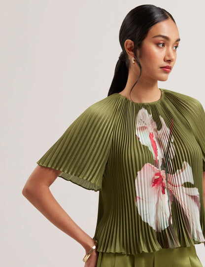 Women's LIONAA-Pleated Short Sleeve Blouse