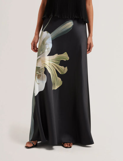 Women's ZIONNA-Satin Printed Maxi Skirt