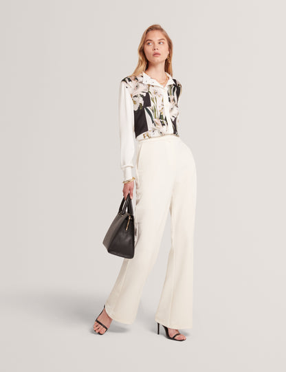 Women's BELVIAA-Printed Woven Front Cardigan
