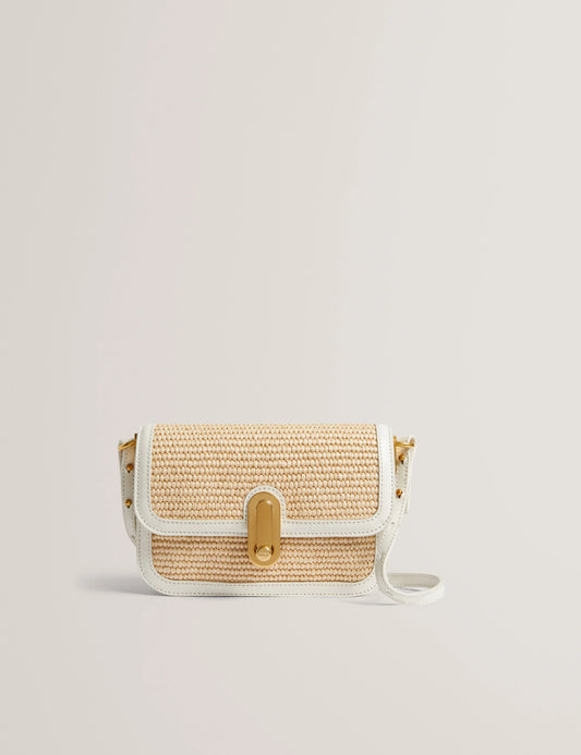 Women's KKASSIE-Twist Lock Small Raffia Crossbody Bag