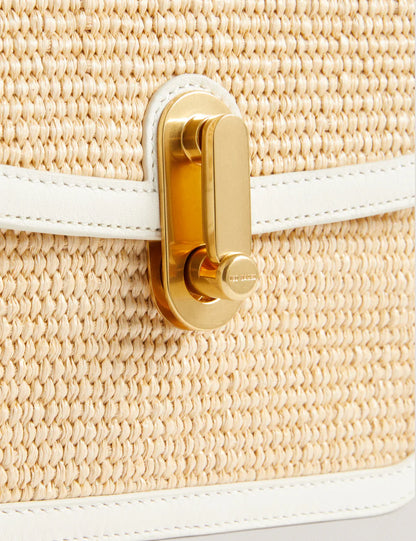 Women's KKASSIA-Twist Lock Large Raffia Crossbody Bag