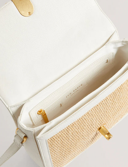 Women's KKASSIA-Twist Lock Large Raffia Crossbody Bag
