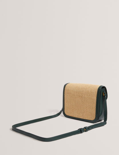Women's KKASSIA-Twist Lock Large Raffia Crossbody Bag