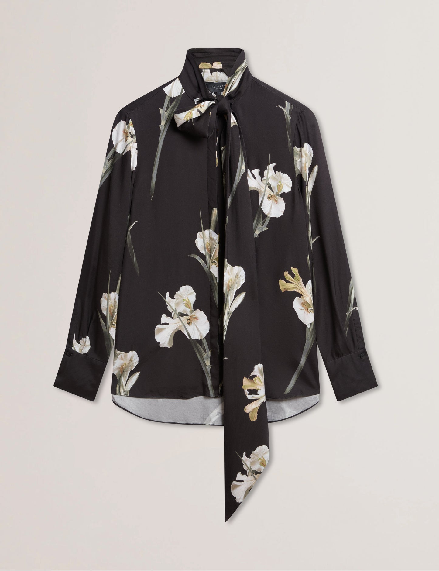 Women's ZAKIIER-Printed Scarf Detail Long Sleeve Blouse