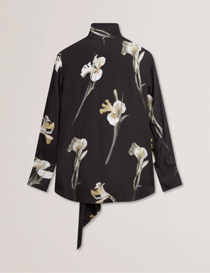 Women's ZAKIIER-Printed Scarf Detail Long Sleeve Blouse