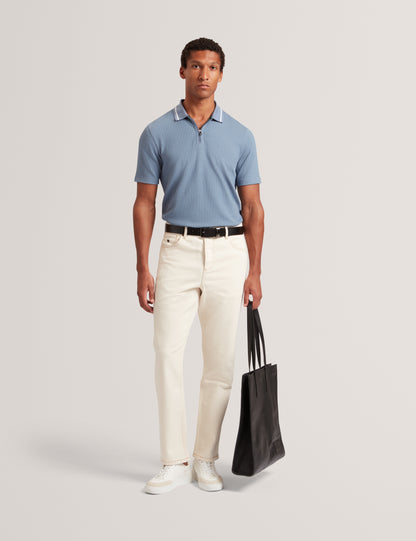 BRONIZE: SS Rib Texture Zip Polo
