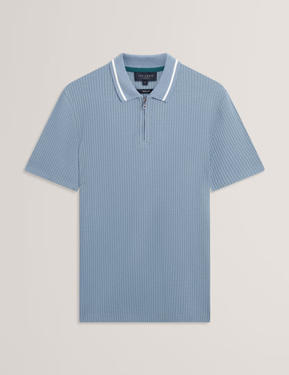 BRONIZE: SS Rib Texture Zip Polo