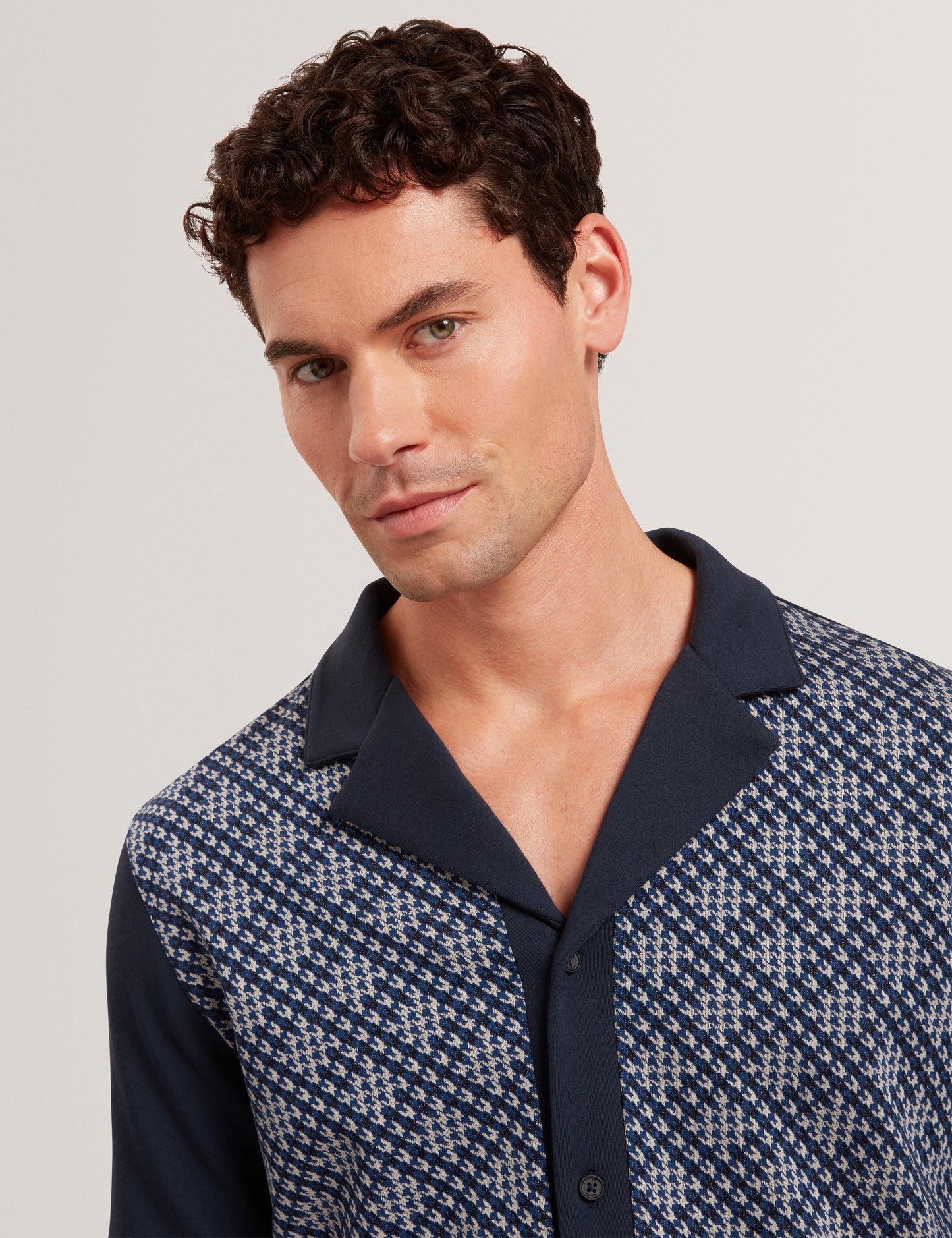 DANLIBE: SS Argyle Button Thru Jersey Shirt