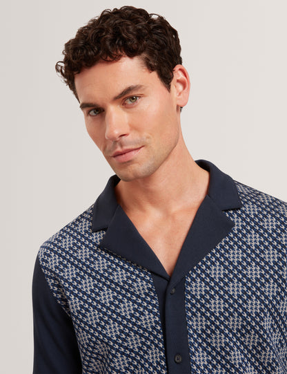 DANLIBE: SS Argyle Button Thru Jersey Shirt