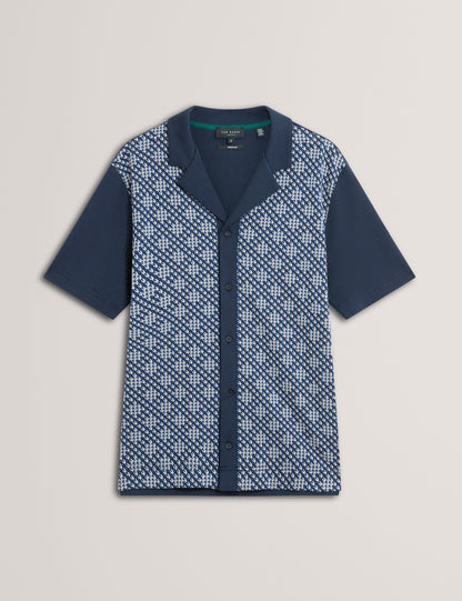 DANLIBE: SS Argyle Button Thru Jersey Shirt