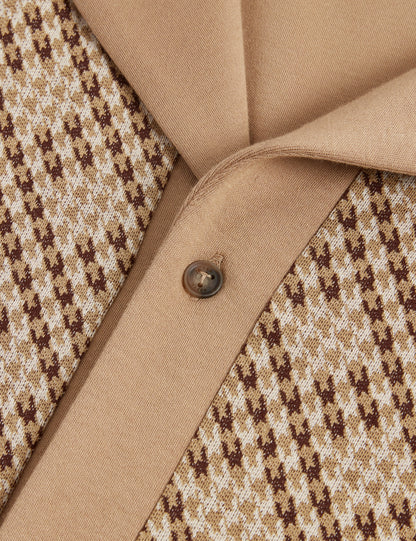 DANLIBE: SS Argyle Button Thru Jersey Shirt