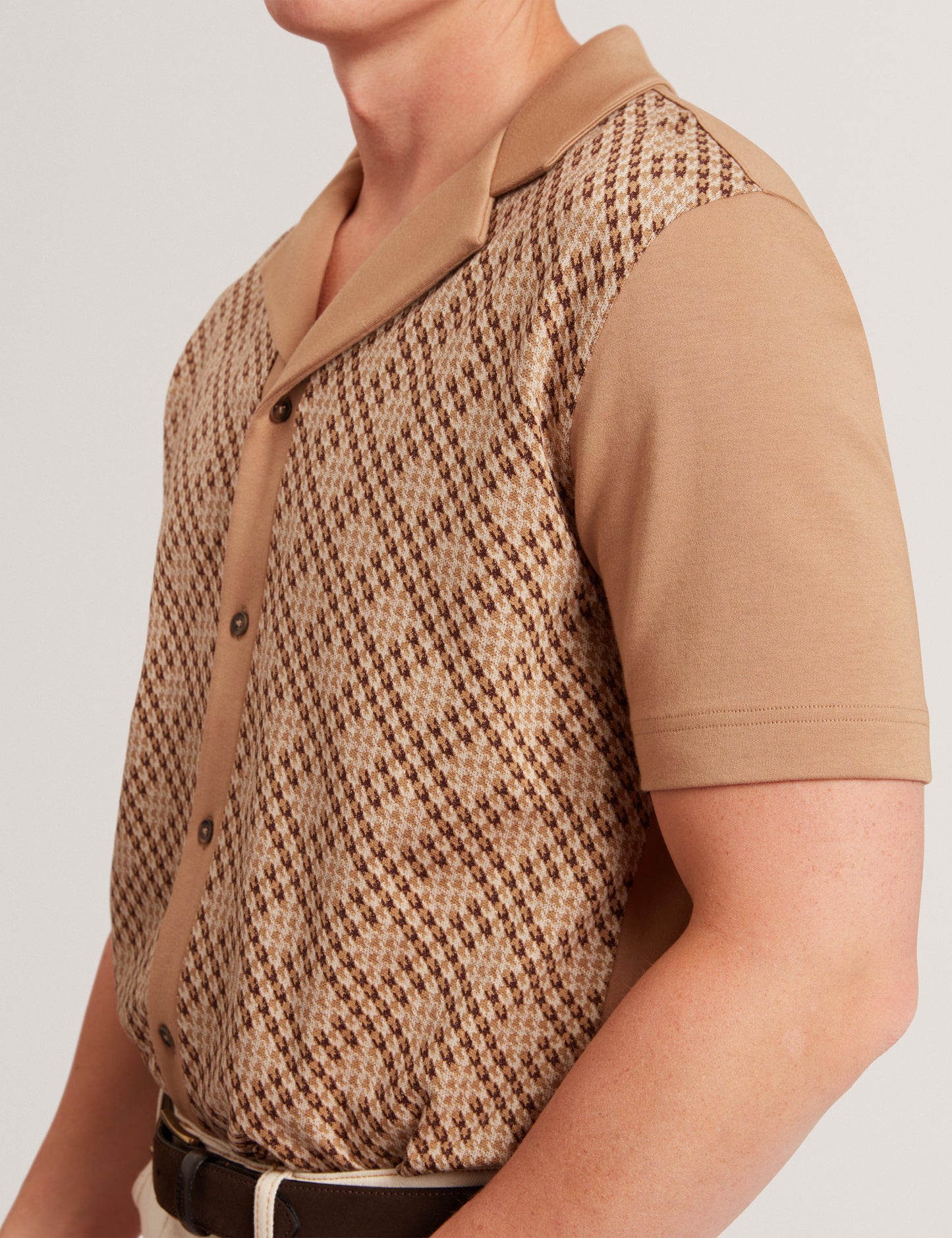 DANLIBE: SS Argyle Button Thru Jersey Shirt