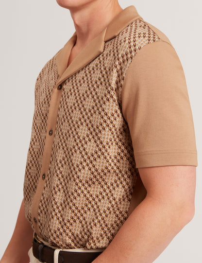 DANLIBE: SS Argyle Button Thru Jersey Shirt