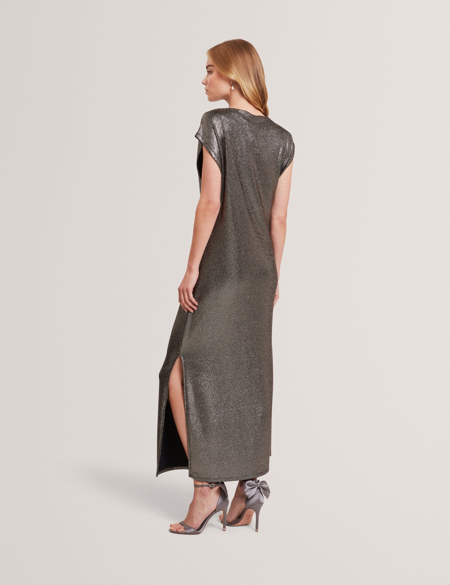 JAZZIIE: Metallic Sleeveless Midi Dress