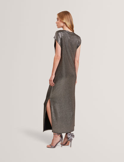 JAZZIIE: Metallic Sleeveless Midi Dress