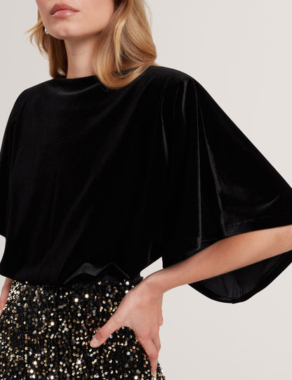 KCATT: Short Sleeve Velvet Top