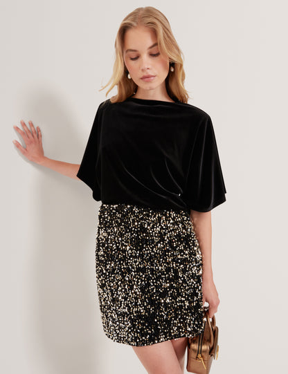 KCATT: Short Sleeve Velvet Top