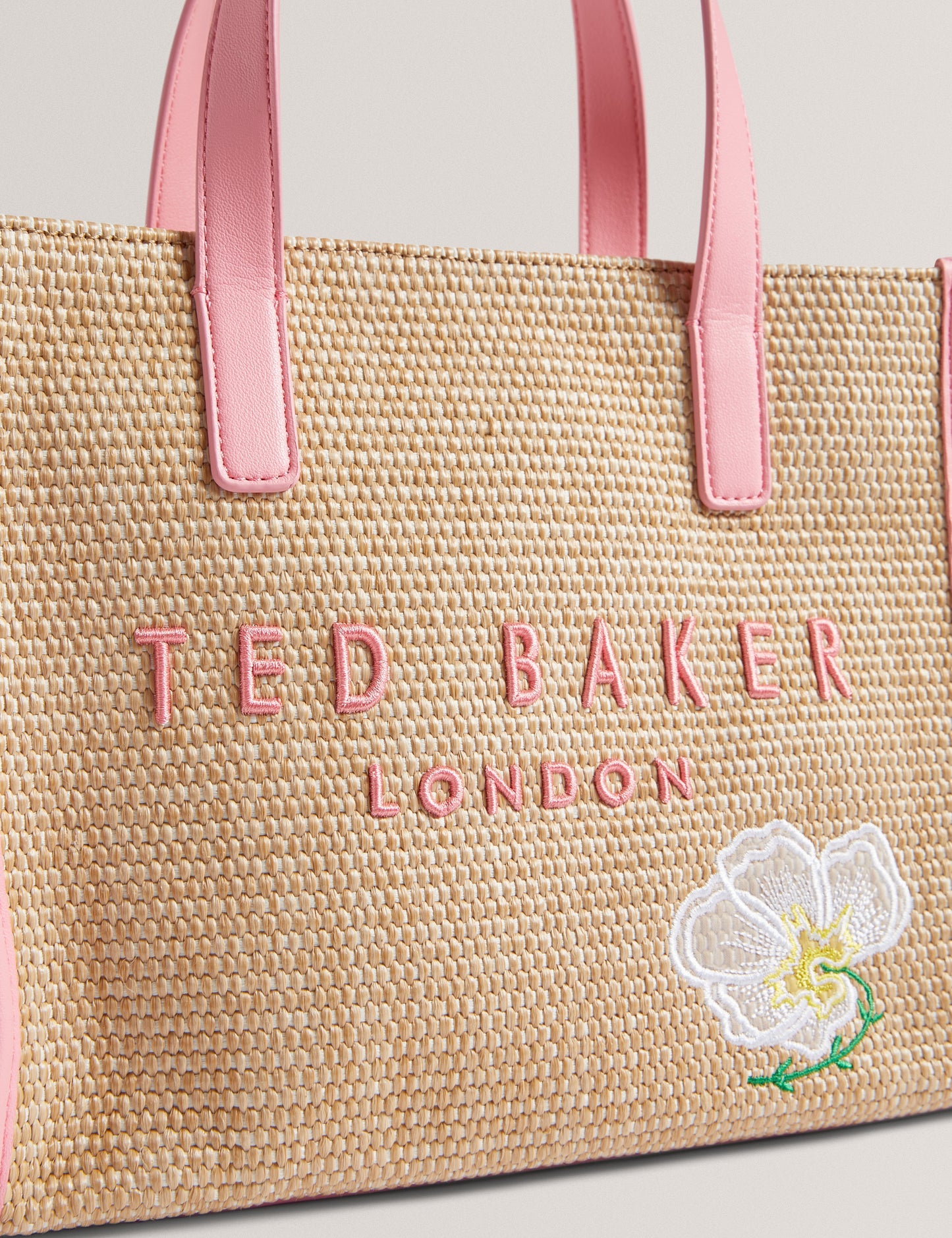 Womens FLAWERR-Faux Raffia Embroidered Icon Bag