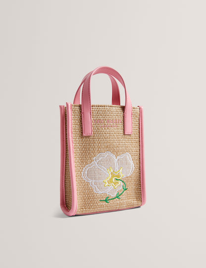 Women's FLOWENA-Faux Raffia Embroidered Nano Bag