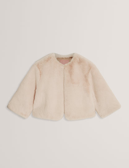 PRIMMRA: Cropped Faux Fur Jacket