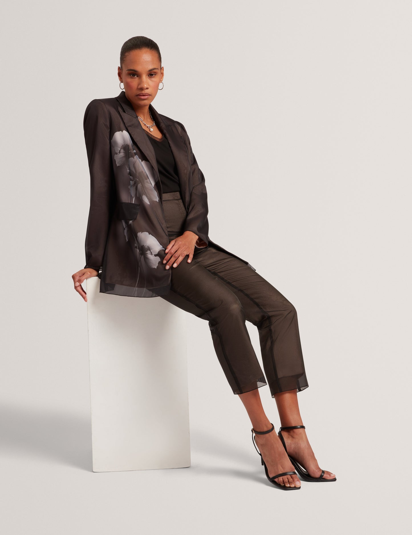 NUBIAAT: Printed Organza Overlay Tailored Trouser