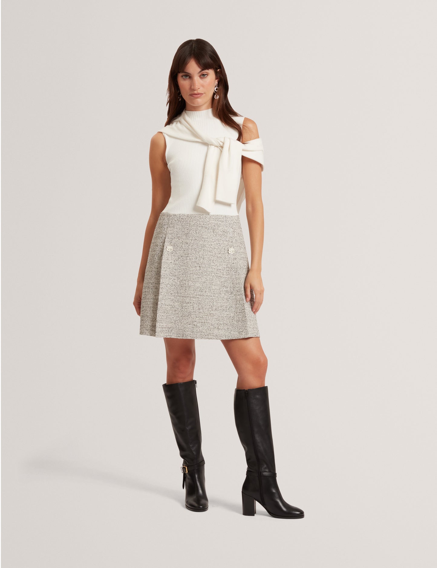 EKAAM: Tailored Boucle Dress with Knitted Top