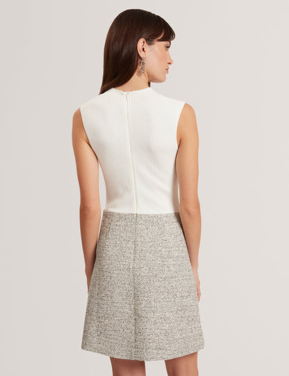 EKAAM: Tailored Boucle Dress with Knitted Top