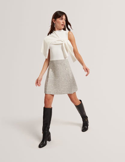 EKAAM: Tailored Boucle Dress with Knitted Top