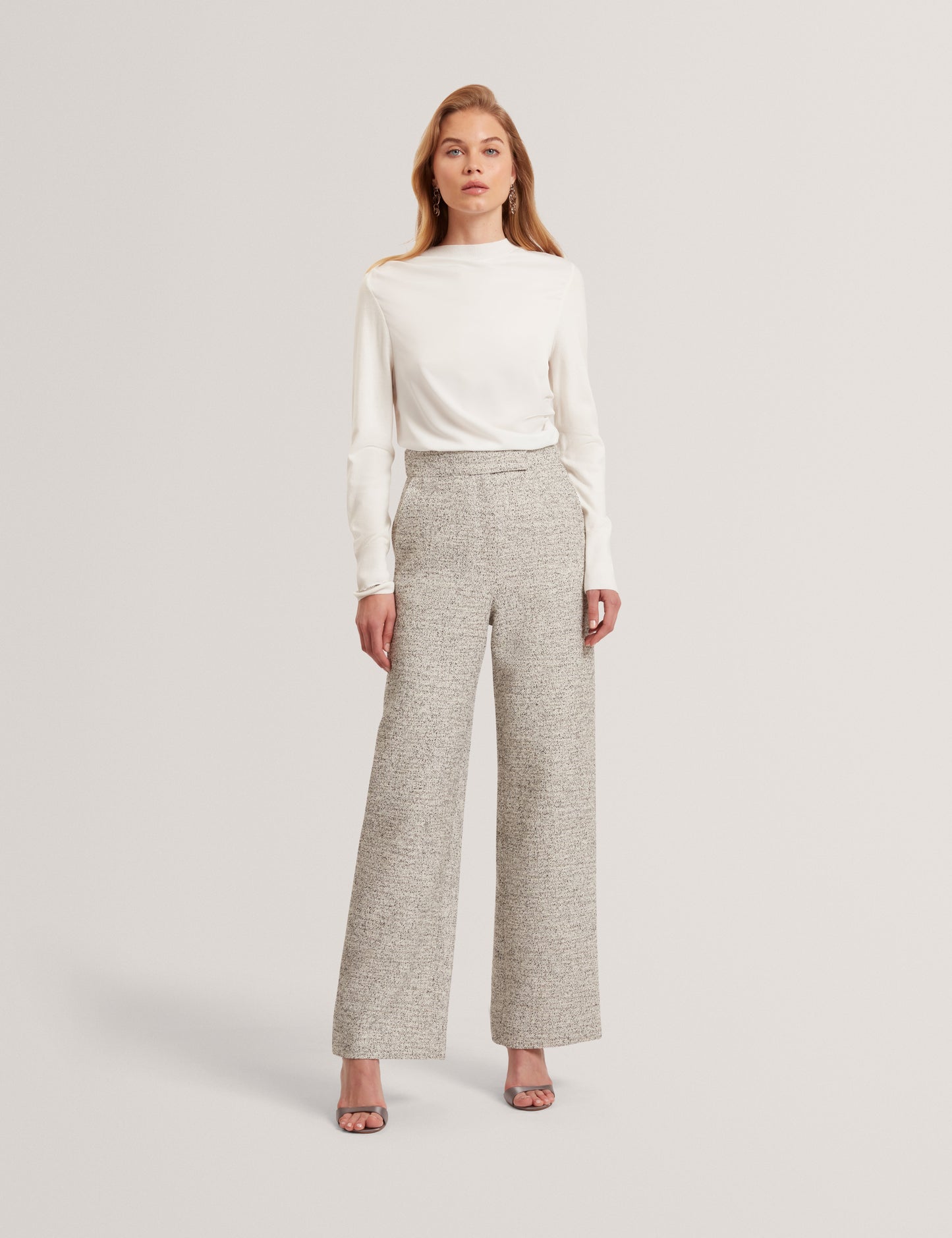 EKAAT: Tailored Boucle Wide Leg Trouser